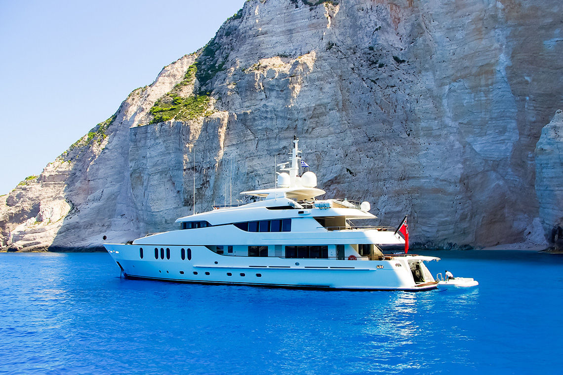 Luxury small-ship cruise in blue water.