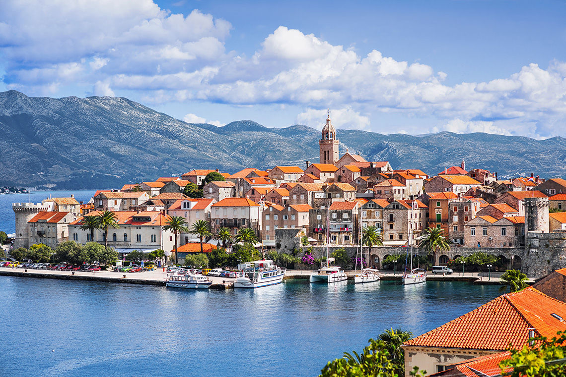 View of the Korcula town, Korcula island, Dalmatia, Croatia