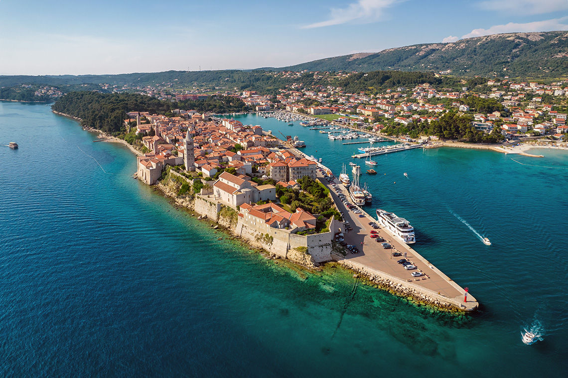 Aerial view of Rab island, Croatia