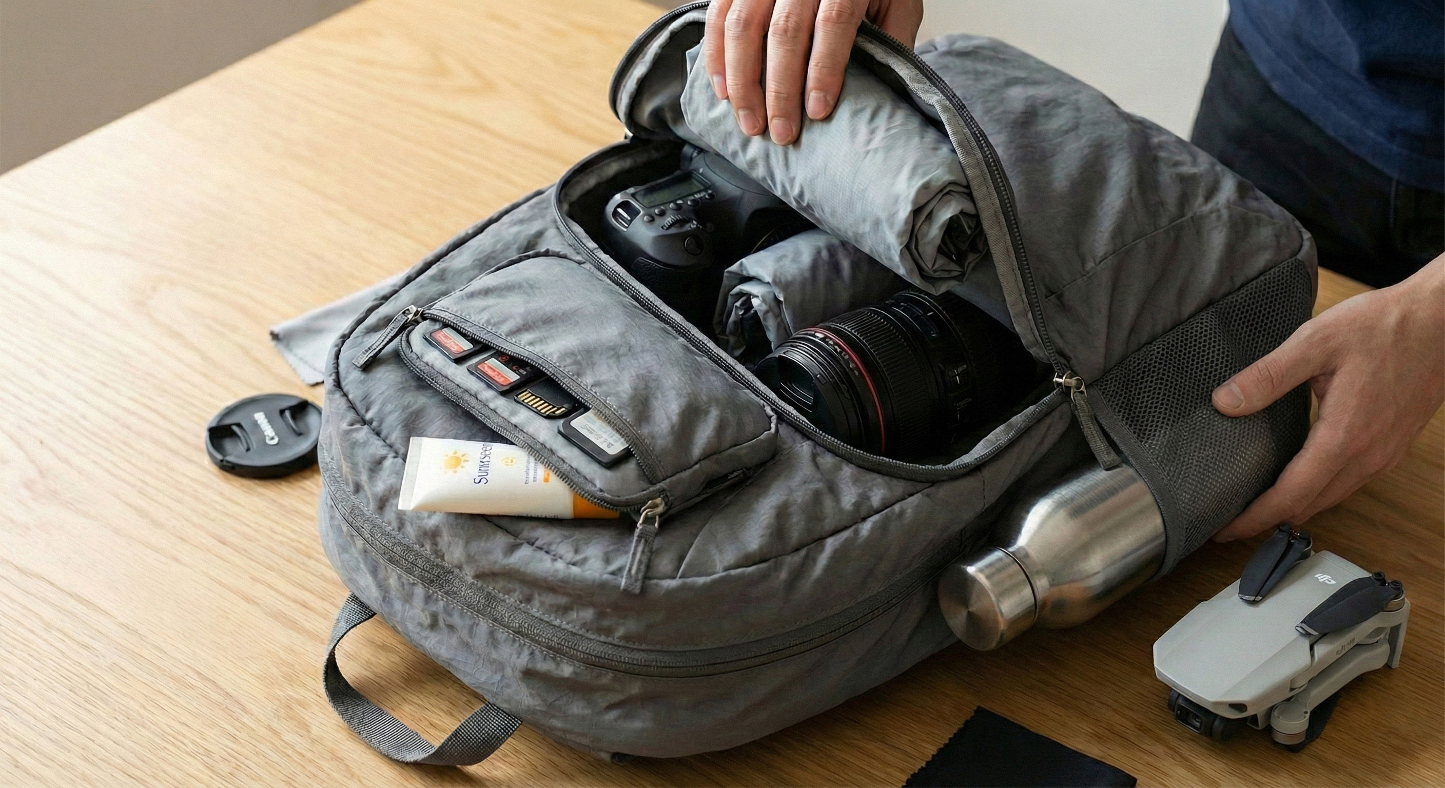 Backpack ready for exploration