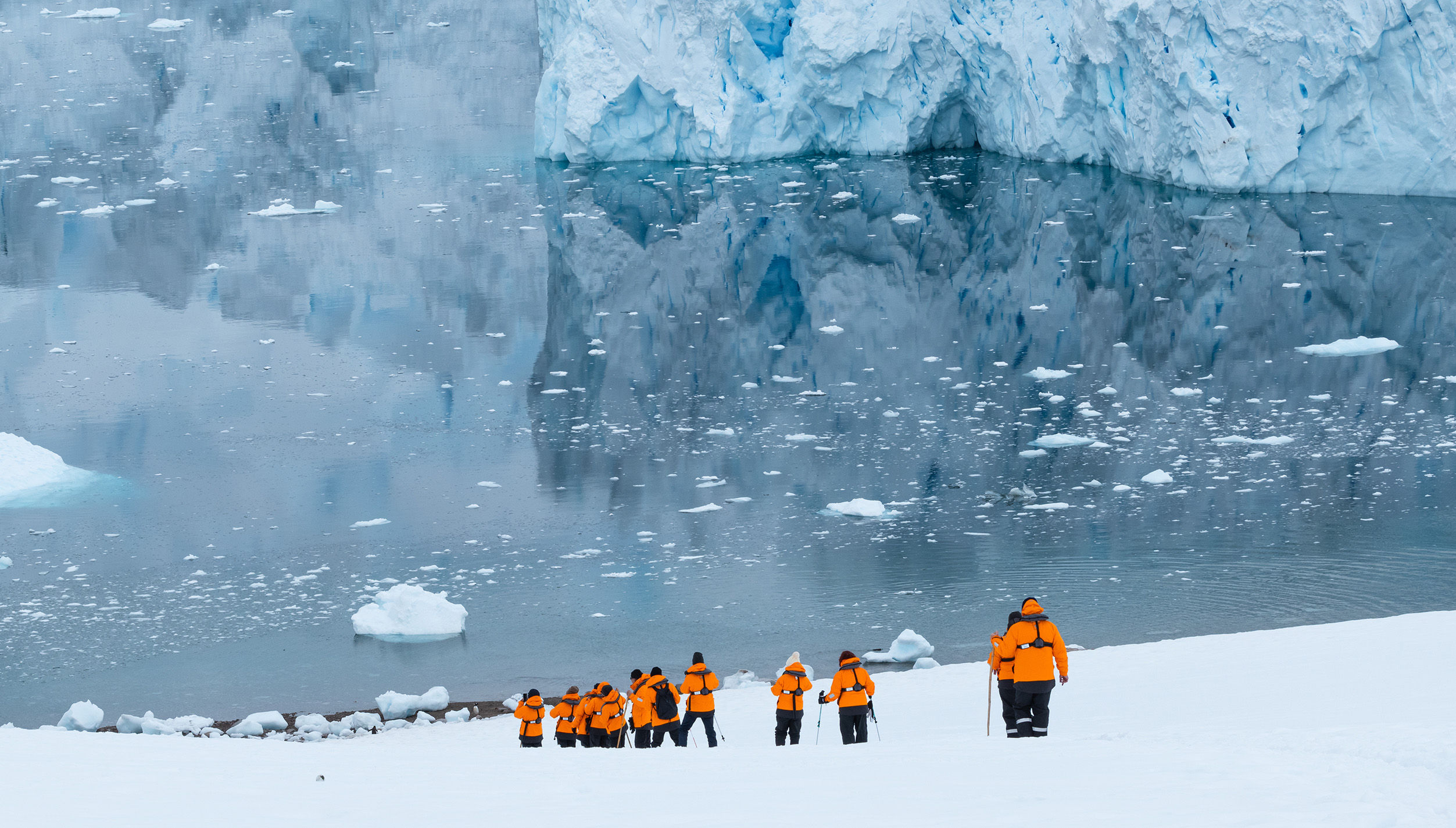 Explorers hiking near Neko harbor, Antarctica