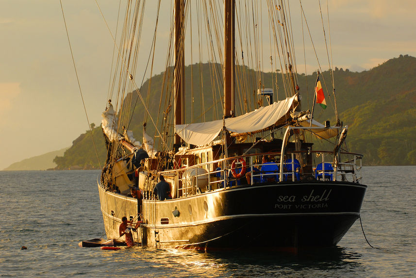 sun setting after a day on Sea Shell Liveaboard