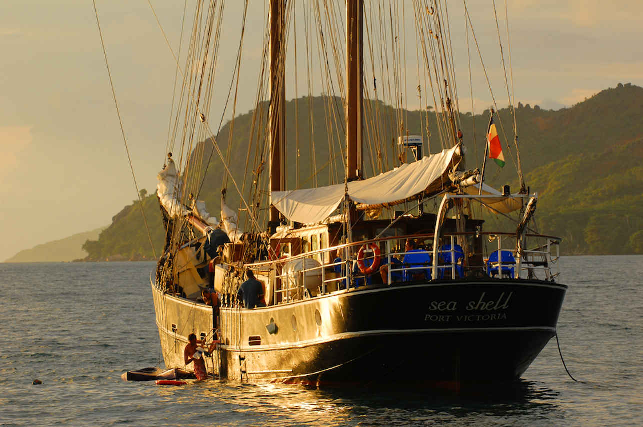 sun setting after a day on Sea Shell Liveaboard