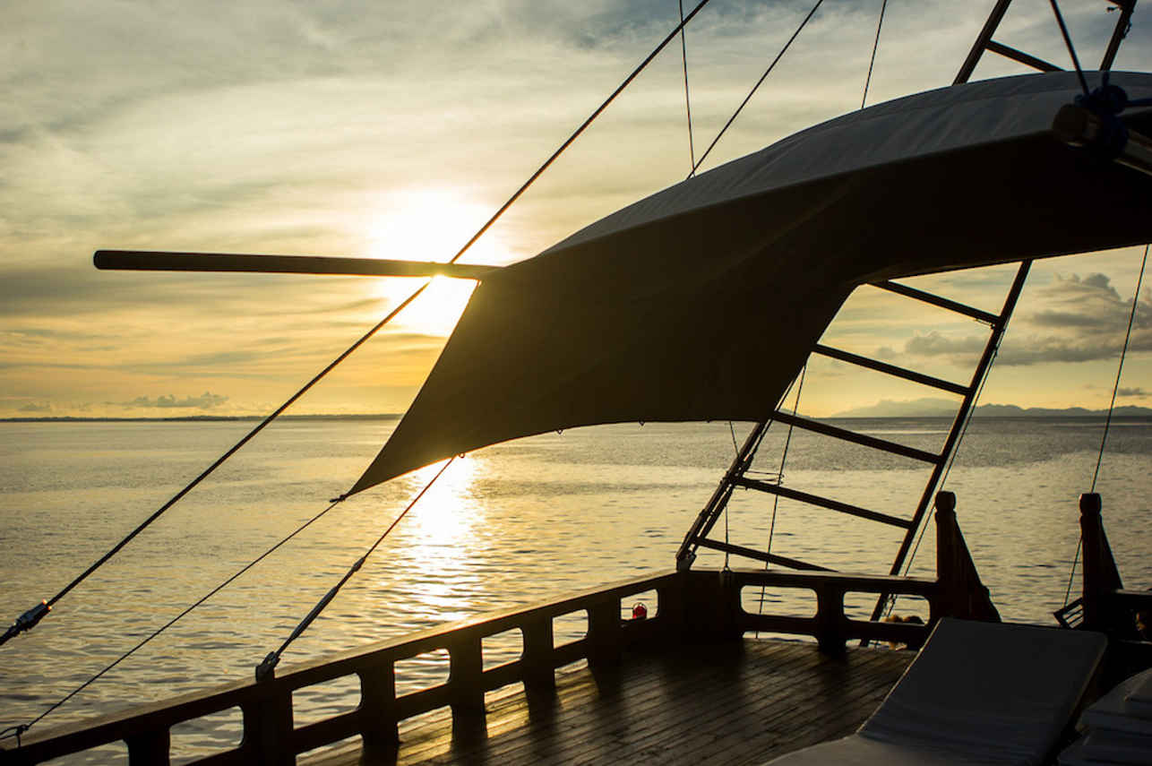 Sunset at the end of a days diving - Euphoria Liveaboard