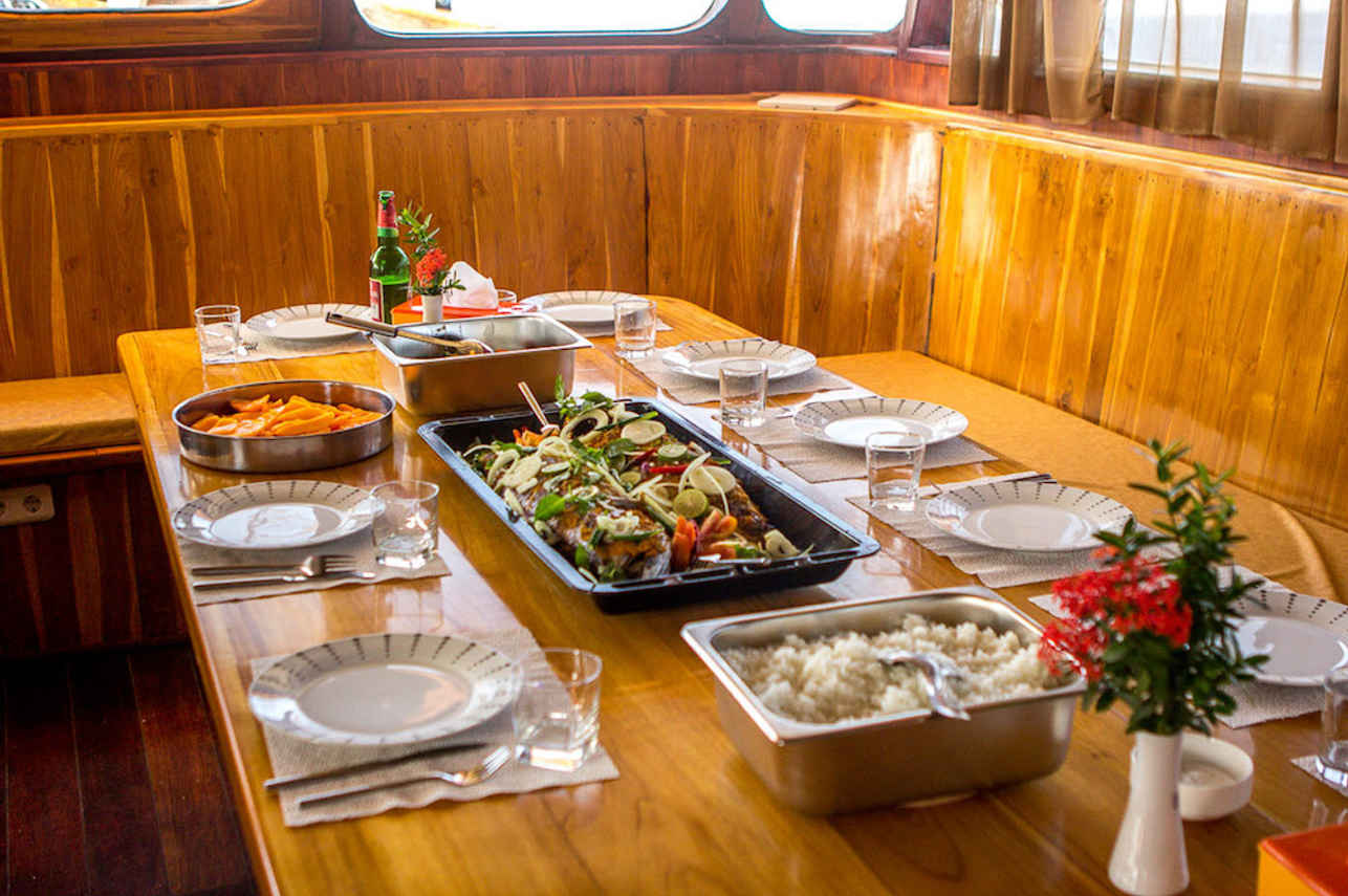 Dining onboard Euphoria Liveaboard