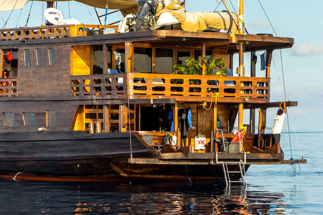 Rear of Euphoria Liveaboard in Indonesia