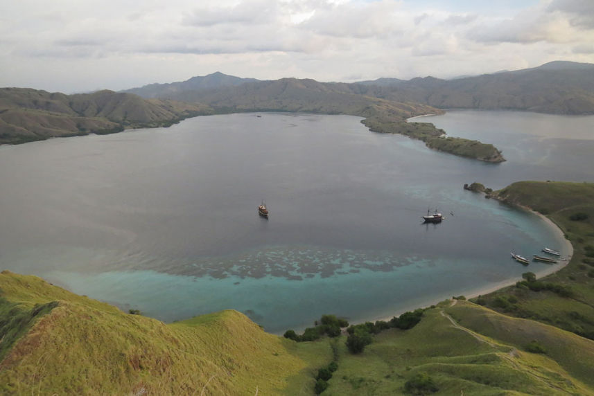 Stunning view from top of hill on pretty bay