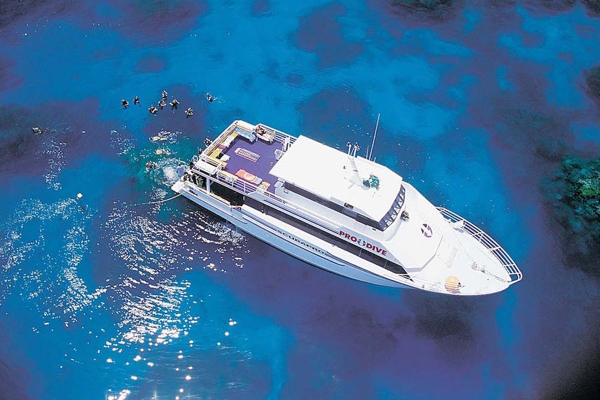 Aerial view of ScubaPro II liveaboard, Australia