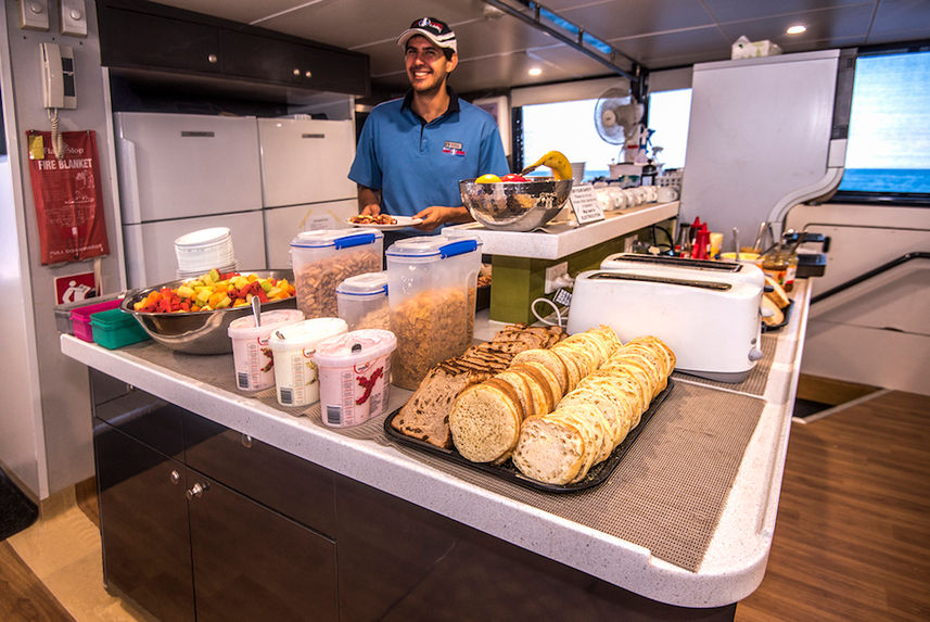 Meals prepared onboard ScubaPro III liveaboard