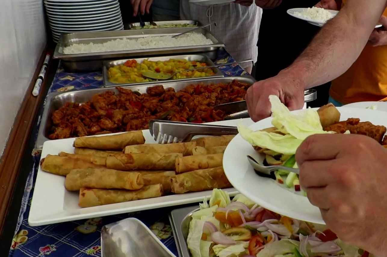 Lunch buffet with a fine mix between local and western food