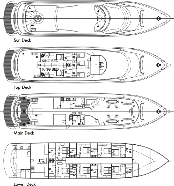 MV Maldives Princess Liveaboard Deck Plan floorplan