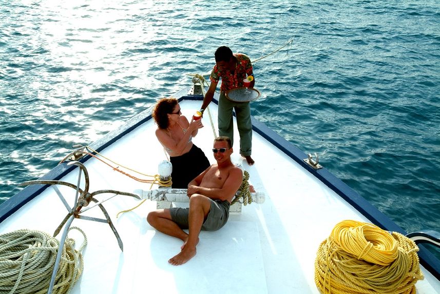 Relaxing on the bow of Stingray