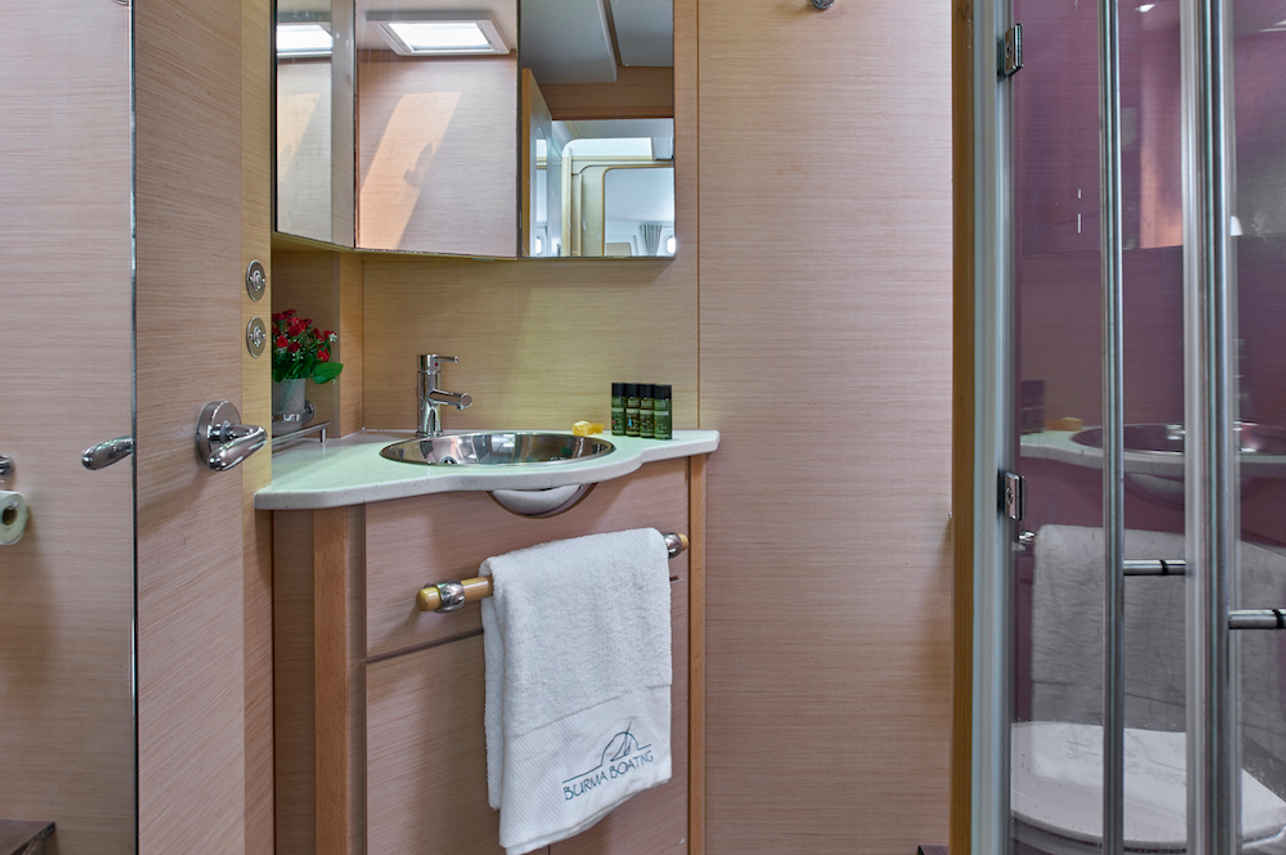 En-suite facilities on board Meltemi, Myanmar