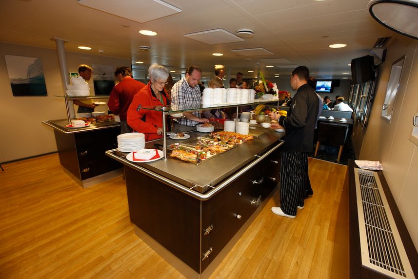 Hearty buffet aboard the MV Plancius