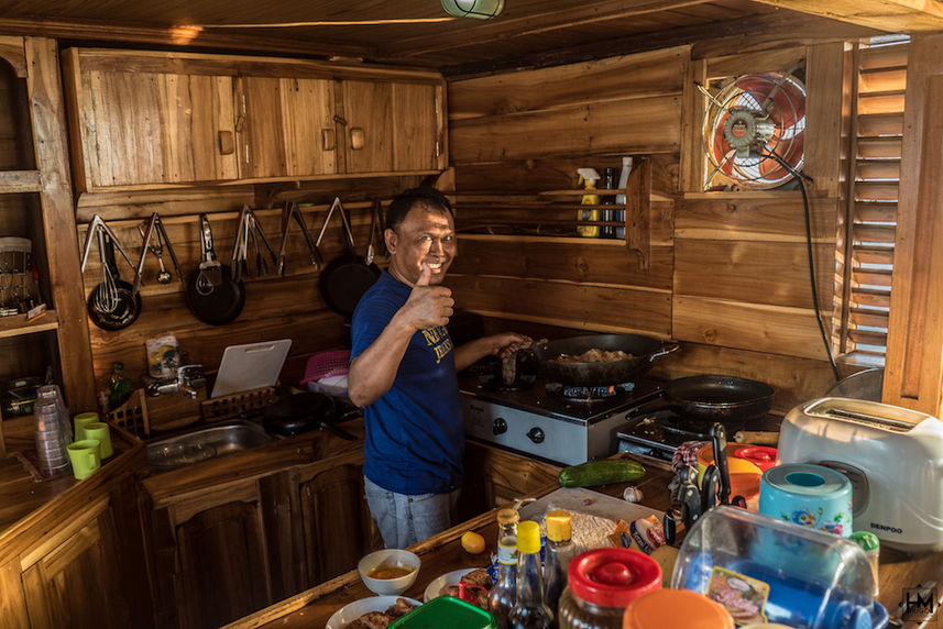 Fresh food being cooked in the galley - Ratu Laut