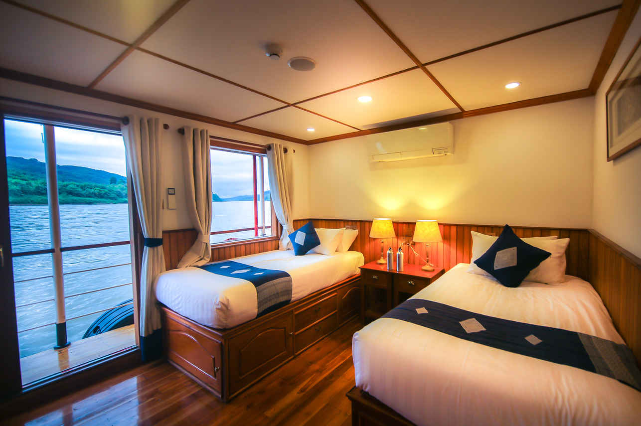 Hut met twee eenpersoonsbedden - RV Laos Pandaw
