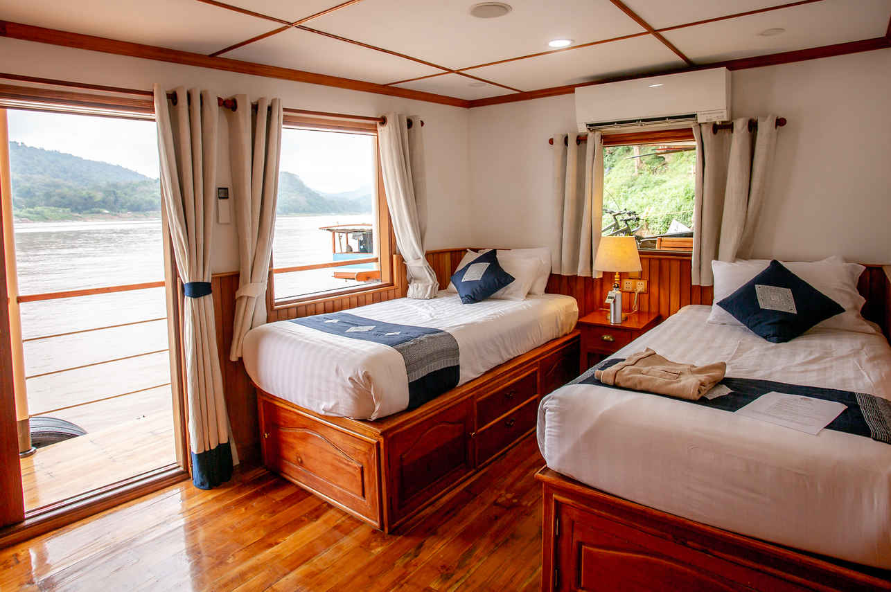 Hut met twee eenpersoonsbedden - RV Laos Pandaw